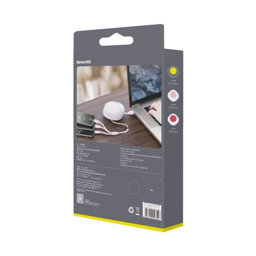 Zwijany kabel USB 3w1 Baseus Let\'s go Little Reunion, Lightning / USB-C / micro USB, 3A, 0,85m (czerwony)